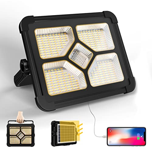 200W Foco LED Recargable, Bateria Interna Solar de 20600mAh, Lámpara Portátil, 20000 Lúmen, Luz de Trabajo, Para Reparación de Automóviles, Senderismo Trabajo, Acampadas, Emergencia