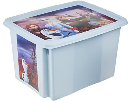 keeeper Frozen 2 Aufbewahrungsbox mit Deckel, Dreh- und stapelbar, Für Kinder, 30 l, Karolina, Cloudy Blue