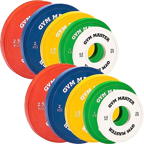 GYM MASTER Pair of 2 Coloured Rubber Fractional Change Plates for Olympic Barbell Weight Lifting