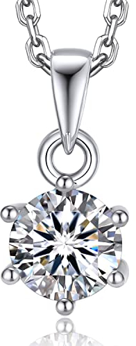 MomentWish Moissanite Kette Damen, 1 Karat Diamant Halskette Damen Silber 925 Solitär Anhänger VVS1 D Farbe mit Geschenkbox für Mama Frauen
