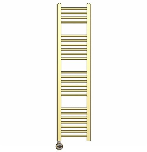 Myhomeware 300mm Wide Gold Electric Bathroom Towel Rail Radiator With Thermostatic Electric Element UK Pre-Filled (300 x 1200 mm (h))