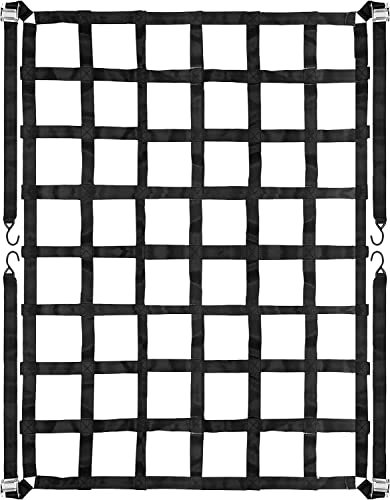 VEVOR Rete di carico per pianale di Camion 107 x 127 cm Portata 500 kg Robusta Rete di carico con Ganci a S Borsa di stoccaggio per furgoni pianale di Camion Cargo