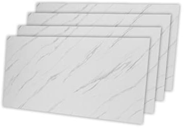 IZODEKOR Wandverkleidung Marmoroptik -4er 120x60cm- Alternative zu Badfliese/Küchenfliese, Duschwandpaneele, Wandpaneel für Küchenrückwand, Badezimmer, Innenbereich | Ice Berg Grey