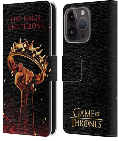 Head Case Designs Officially Licensed HBO Game of Thrones One Throne Key Art Leather Wallet Case Compatible With Apple iPhone 15 Pro