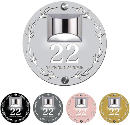 TATLETATLE Numéros lumineux personnalisés,plaque d'adresse éclairée plaque d'adresse personnalisée LED,panneau acrylique lumineux,cadeau de pendaison de crémaillère (panneau d'adresse solaire -F)