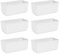 Acan Tradineur - Pack de 6 Jardineras Rectangulares Blancas de plástico 10 x 24,7 x 13 cm, Maceta, macetero, Recipiente para Plantas y Flores, Uso Interior o Exterior, balcón, terraza, hogar