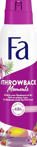 FA Deospray #Throwback Moments (1x 150ml), Deodorant mit dem sinnlich-tropischen Duft von pinkem Lotus, Pink Sunset Dreams, Vegane Formel, stoppt Bakterien ohne Aluminiumsalze