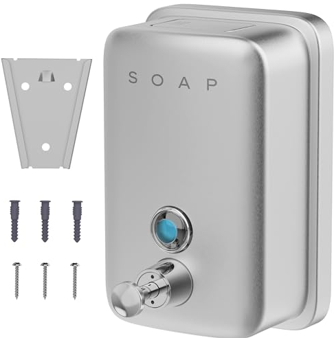 Hovea - Dispenser Sapone da Muro 500ml - Distributore Sapone Bagno, Cucina in Acciaio Inox - Dosatore di Sapone Liquido, Shampoo, Detersivo Piatti - Metallo Spazzolato Antiruggine - SP500
