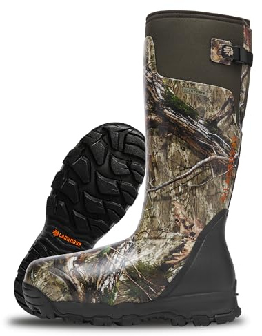 LaCrosse Alphaburly Pro 18 Insulated Rubber Boots for Men - Waterproof Hunting Footwear - 1600G Thinsulate - First Lite Cipher - Burly Pro Outsole - EVA Footbed - Mossy Oak Country Dna - 11