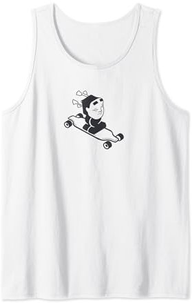 Japanisch, seltsamer Geist mit einer Maske, die auf einem Longboard reitet Tank Top