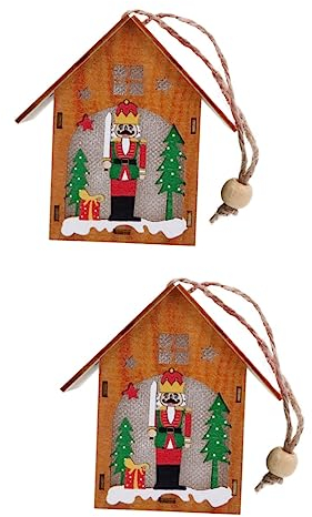 Warmhm 2st Weihnachtsschmuck Aus Holz Weihnachtsdorf Aus Holz Weihnachtsbaumhaus Anhänger Aufleuchten Krippendekor Anhänger Zum Aufhängen Am Weihnachtsbaum Weihnachten Hölzern Mini Led
