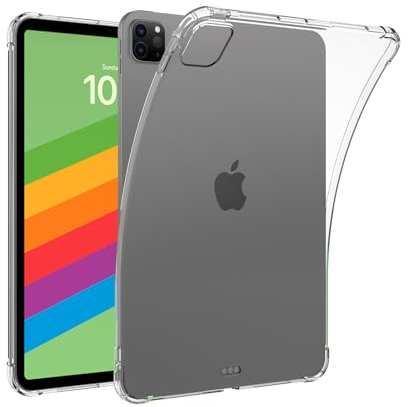FiiMoo Custodia per iPad Pro 11 Pollici M4 (2024) Cover Protettiva, Morbido TPU Trasparente Cover, Morbido Silicone Custodie Protettivo Case Antiurto Sottile e Leggero Antiurto Cover-Trasparente