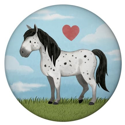 Pony in weiß Magnet rund Perfekt für Pferdeliebe Ideal für Pferdemädchen und Pferdefreunde Zeig Deine Herz für den Stall und Pferdeliebhaber