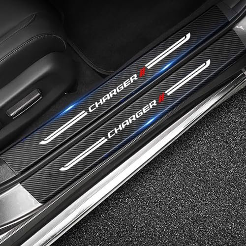 4 Stück Auto Einstiegsleisten Schutz Aufkleber für Dodge Charger, Kohlefaser Türschweller Trittschutz Lackschutzfolie (Charger)