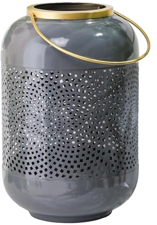 Riess Ambiente Deko Windlicht Candlelight 30cm grau Metall Handmade handgefertigt Laterne Kerzenständer Kerzenhalter Stabkerzenhalter Kerzenleuchter Kerzen