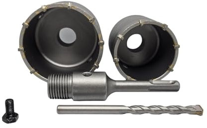 2 Scie cloche pour mur ciment Ø 65 + 80 mm Couronne carotteuse à sec + adaptateur SDS PLUS + embout centrage 8 x 110 mm (65 + 80 mm)