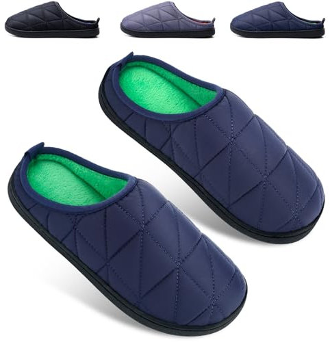 WUAYAMI Zapatillas de Estar por Casa Hombre Mujer Invierno Cálido Forro de Felpa Pantuflas Mujer Alta Densidad Espuma de Memoria Antideslizante Suela Azul, 40/41 EU