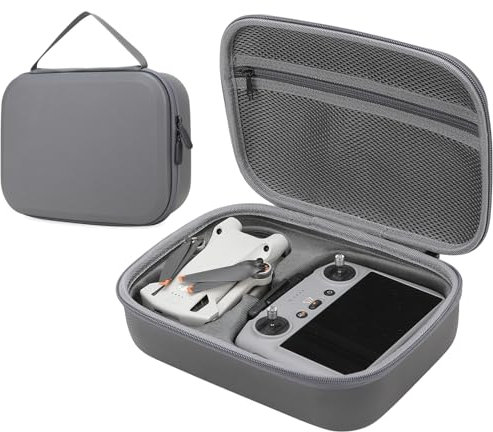 Tragetasche für DJI Mini 4 Pro, tragbare Hartschalen-Reisetasche, Aufbewahrungstasche, passend für DJI Mini 4 Pro Drohne, DJI RC 2 / DJI RC-N2 Fernbedienung und Zubehör, grau, Kompakt