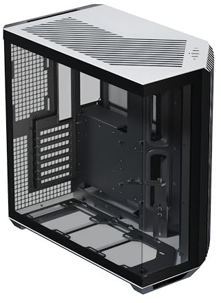 APNX V1 Zweikammer-ATX-Mittel-Tower-Luftstrom-PC-Gehäuse, Panorama-Glasscheiben, 10 Lüfterschlitze, 360 mm Heizkörperunterstützung, eckiger Einlass 16 cm x 2 Lüfterhalterung, GPU-Halterung,