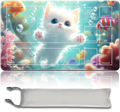 MTG PlayMat, 60 x 35 cm TCG PlayMat Stitched Edges Trading Card Game Play Mats with Storage Bag Smooth Rubber Surface Fighting Play Mat (MTG Set 40-9,With Zone)