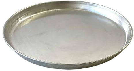 Tredoni Bandeja para pizza de aluminio de 28 cm, con lados inclinados/cónicos, bandeja para pizza y plato para servir (28 cm, mediano)