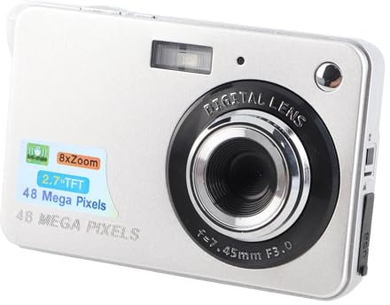 Appareil Photo Numérique 4K Compact HD 48MP Zoom 8X Autofocus Argenté pour la Photographie de Voyage Vlogging Adolescents