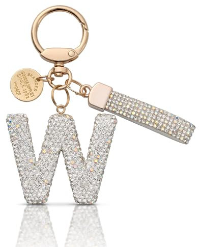 MORSUNBELA Porte-Clés, porte Cle Lettre Porte Clés à Paillettes, Porte Clé Personnalisé Porte-clés pour Femme, Porte Clef Lettre W