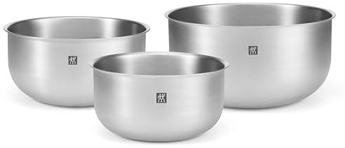 ZWILLING Prep Schüsselset, 3-tlg, 18/10 Edelstahl, Salatschüssel, Rührschüssel, Durchmesser: 17, 21 & 25 cm, Silber