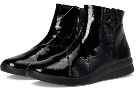 Clarks Collection Women's Ellowyn Deva Ankle Boot, Black Crinkle Patent, 8.5 W US