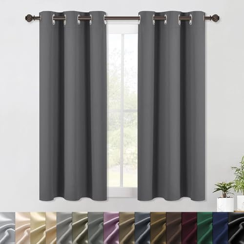 WUXXIANG 2 Stück 100% Blickdicht Verdunklungsvorhang 160 x 175 cm Größe Und Farbe Wählbar, Blackout Vorhang Blickdicht Abdunkelnd, mit Raffhalter für Wohnzimmer Kinderzimmer, Grau