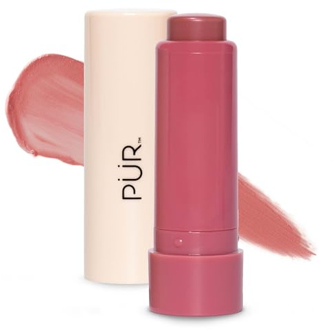 PÜR MINERALS Silky Tint Creamy Multitasking Blush Stick with Peptides, Berry Best - Blush Stick with Natural, Healthy-Looking Glow & Ultra-Creamy Finish - Professional Makeup