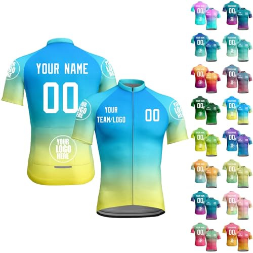 Generico Magliette Ciclismo Uomo, Personalizzato Maglia Ciclismo con Il Logo del Nome Numero Maniche Corte Mountain Bike Maglia