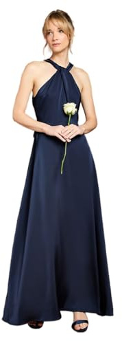 Coast Honoured Twist Halterneck Satin Maxi Bridesmaid Dress, 12, Navy