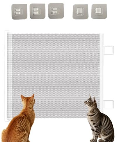Barrera de puerta retráctil para mascotas – Rejilla de seguridad retráctil, protección segura para puertas interiores y exteriores y animales