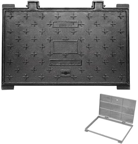 LIKANGLONGJU Quadratischer Schachtabdeckung mit Rahmen aus Gusseisen, Kellerschachtabdeckung, Geeignet für Einfahrten, Beton, Innenhöfe(40x60cm/16x24in)
