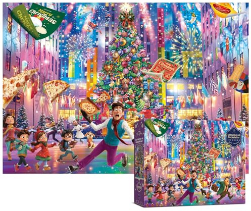 Antelope Puzzle Christmas Jigsaw Puzzle 1000 Pieces for Adults – Christmas at Rockefeller Holiday Winter Scene, Festive Jigsaw Puzzle Gift for Adults