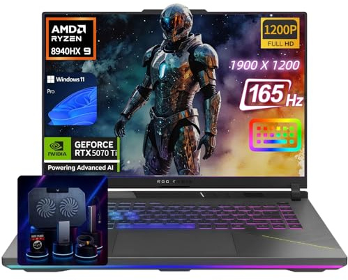 ASUS ROG Strix-G16 Gaming Laptop - 16 165Hz FHD+, NVIDIA GeForce RTX 5070 Ti, AMD Ryzen 9 8940HX (up to 5.2 GHz), Win11 Pro, Backlit KB, Wi-Fi 6E, w/Accessoires (64GB DDR5 RAM, 2TB SSD)