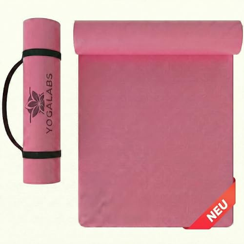 YOGALABS Yoga Matte ECO TPE rutschfest, 185 × 60 cm, 6 mm | Leichte Gymnastikmatte mit Tragegurt und angenehmer Dämpfung – als Fitnessmatte für Pilates, Training, Studio & unterwegs