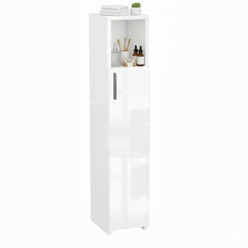 ComfortCove Slim Bathroom Cabinet, Tall Bathroom Cabinet, Gloss White | Freestanding Storage Organizer, Space-Saving Organizer for Washroom, Kitchen, Living Room