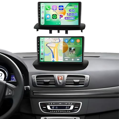 Inefala 6G+128G 8Core Autoradio Android 15 para Renault Megane 3 2009-2014 | Pantalla Táctil de 9, Wireless CarPlay, Android Auto, GPS, WiFi, BT, RDS/FM, SWC, Cámara Trasera, MIC