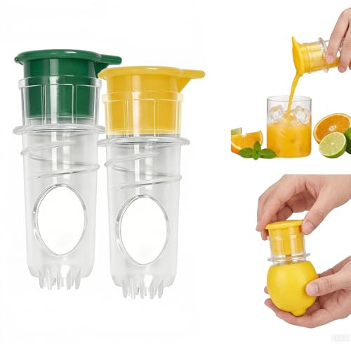 2 Stück Zitronenpresse zum Eindrehen,Lemon Squeezer Klein Zitrone Press Aus kunststoff,Manual Saftpresse Juicer Ausgießen Strainer Deckel,Hand Zitronen Presse mit Schraubverschluss für Orange Citrus