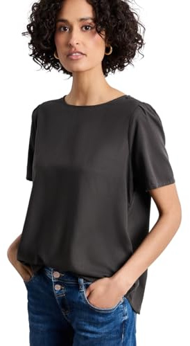 Street One Damen Bluse mit Rundhals und kurzen Puffärmeln