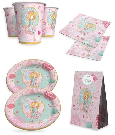 Prinzessin Lillifee Party-Set Doppelpack – 2× Geschirr & 2× 10 Geschenkbeutel