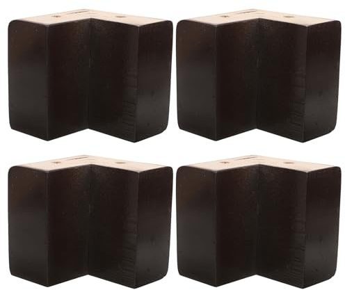 Veemoon 4 Stück Sofa Beine Skandinavischer Stil L-förmige Massivholz 9,5x9,5x9,5cm in Braun Universelle Zapfenverbindung Einfache Reinigung Vielseitig für Schränke und Holztische