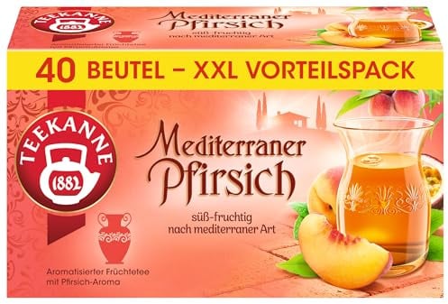 TEEKANNE Mediterraner Pfirsich XXL Vorratspackung – 1 x 40 Beutel Sparpack | ohne Einzelumhüllung