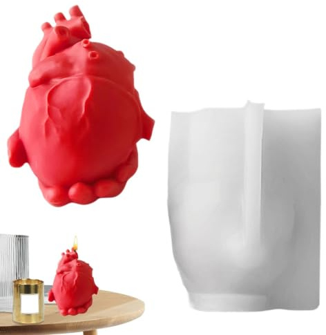 Qebidzce da Colata in Gesso Forma 3D A Cuore Organo Con Facile Rilascio | Stampo da Sapone a Forma di Cuore Organo Per Cioccolato, Cemento, Argilla, Sapone, Dessert, Muffin
