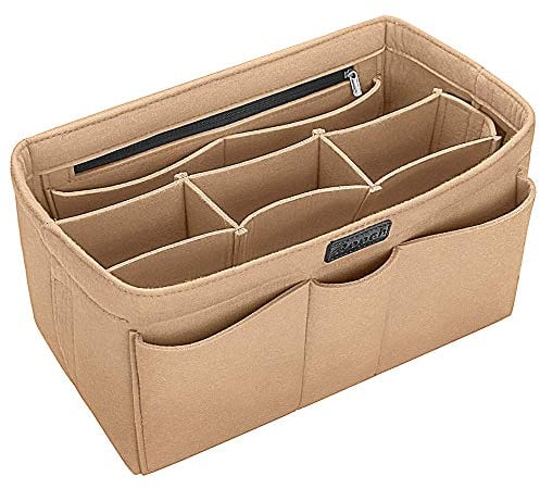 Ropch Felt Handbag Organiser, Bag Organiser Insert Handbag Purse Organiser Bag in Bag Handbag Liner Tote Organiser Bag Pouch, Beige/L