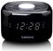Lenco CR-12 Uhrenradio - Wecker mit Nachtlicht-Funktion - Easy Snooze - Sleep-Timer - Zwei Weckzeiten - 20 Senderspeicher - Anpassbare Helligkeitsregulierung - schwarz, 117 x 117 x 71 mm