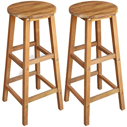 Fest-night Barstühle 2 STK. Bar Hocker Set Tresenhocker Massives Akazienholz Bar Holzhocker 34 x 34 x 76 cm für den Innen- und Au?enbereich