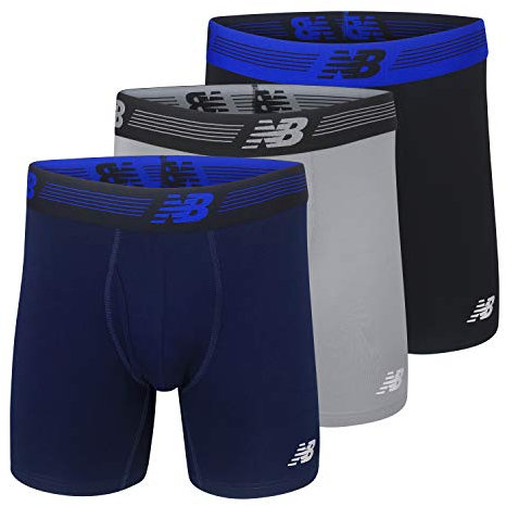 New Balance Herren-Boxershorts ohne Eingriff, Schwarz/Stahl/Pigment, M